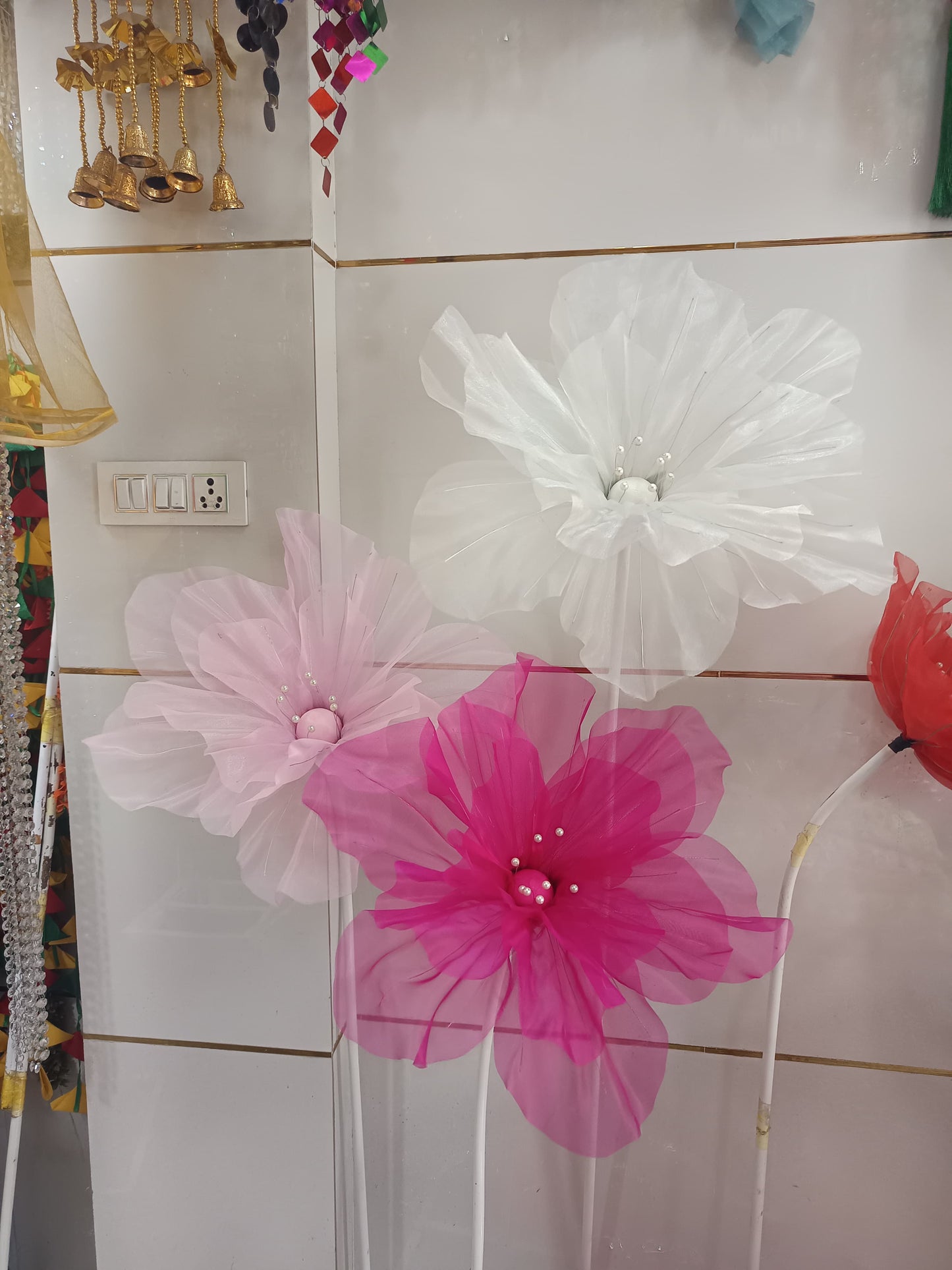 Organza fabric flowers (without stand)